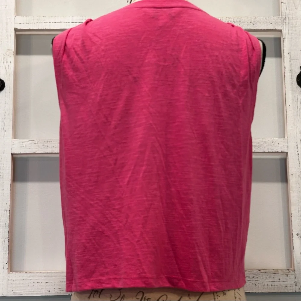 JoyLab Cropped Pink Muscle Shirt Pin-tucked Shoulders Loose Fit Casual Size XS - Picture 5 of 9